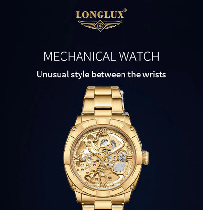Men automatic watch luxury mechanical watches waterproof skeleton  wholesale stainless steel gift watch