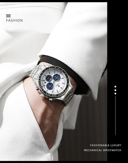 Automatic Watch for Men Stainless Steel Luminous Waterproof Moon Phase Man Watches Luxury Men's Mechanical Wristwatch