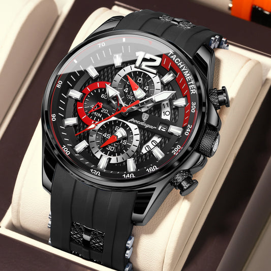 POEDAGAR Original Fashion Men Watch Date Chronograph Silicone Sports Man Clock Luminous Waterproof Military Quartz Men's Watches
