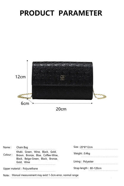 CH Fashion Women's Shoulder Bag with Letter Printing Design 2025 Festival Essential Versatile Women's Chain Bag
