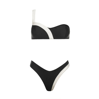 2025 Solid Thong Brazilian Bikinis Swimwear Women Swimsuit  Black White Bikini Set Bathing Suit Female Summer Beach Wear Biquini