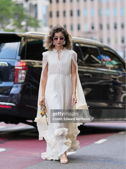 Elegant Ruffle V-neck Maxi Dress Women Chic Lapel Pleated Sleeveless High Waist Dresses Fashion 2025 Summer Lady Vacation Robes