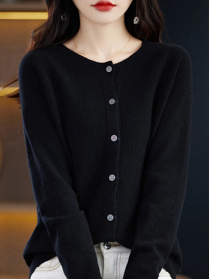 High-Grade Knit Sweater Crewneck Cardigan Coat Autumn And Winter New Middle-Aged And Elderly Women's Fashion ZD060