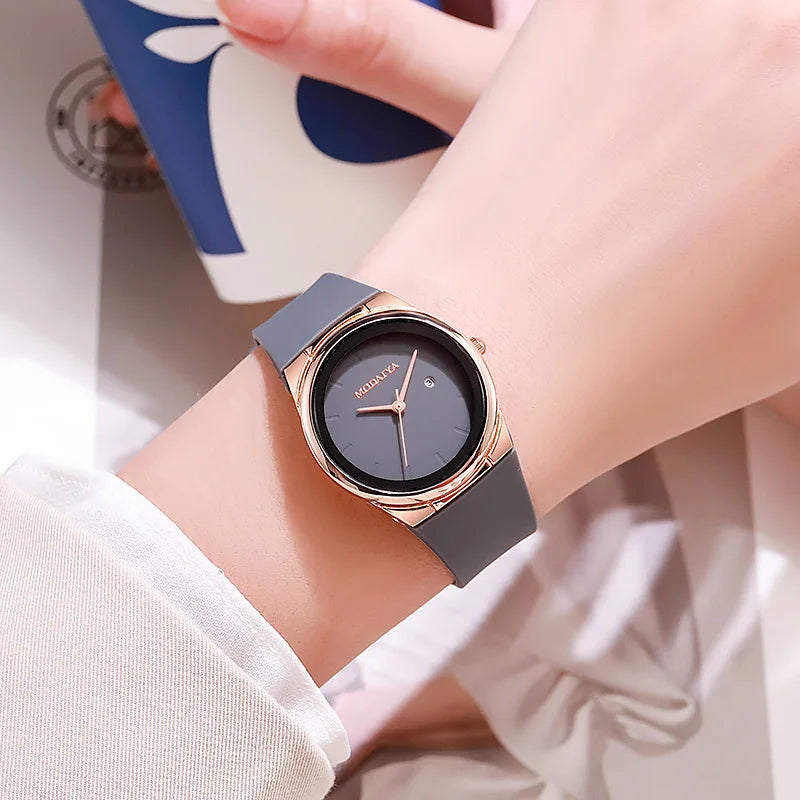 Simple Fashion Quartz Watch Silicone Strap Student Watches Minimalist Casual Women's Calendar Quartz Wristwatch Reloj Mujer