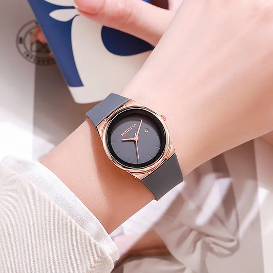 Simple Fashion Quartz Watch Silicone Strap Student Watches Minimalist Casual Women's Calendar Quartz Wristwatch Reloj Mujer