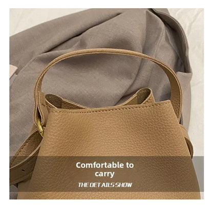 Handheld bucket bag, women's fashionable small handbag, outdoor commuting crossbody bag