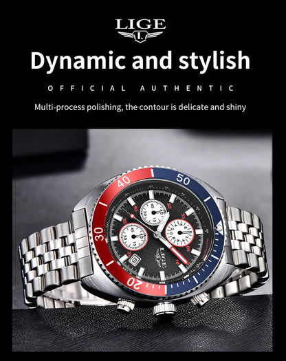 LIGE New Business Luxury Watches Men Top Quality Fashion Quartz Wristwatches Male 30M Waterproof Casual Mens Watch Gifts Reloj