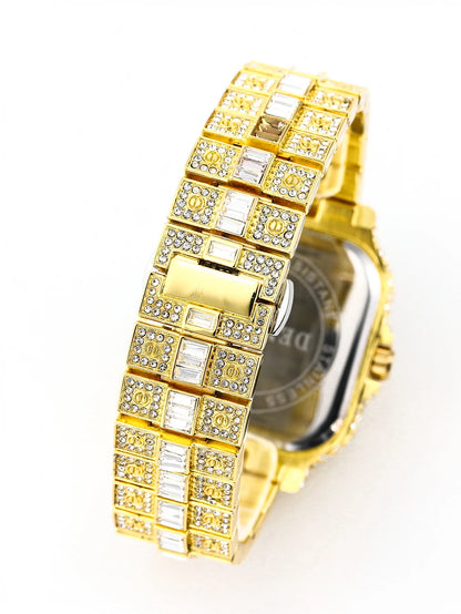 Luxury diamond watches for men Hip Hop Style Bling Bling Iced Out Wristwatch Fashion Square Stainless Steel Waterproof Clock 202