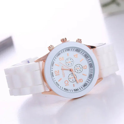 Fashion Women's Watches Casual Silicone Band Analog Quartz Watch （Without Box）
