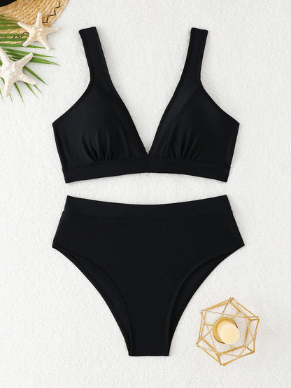 U-wire Bikinis 2026 Women High Waist Swimwear Solid Swimsuit Female Beachwear Summer Bathers Bathing Swimming Swim Suit XL