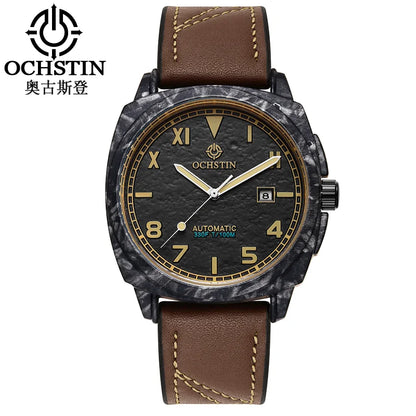 OCHSTIN Men's Automatic Mechanical Movement Watches Man Leather Strap Wristwatch Waterproof Master Series Luminous Hand Watch