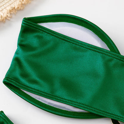 New Sexy Bandeau Strapless Bikini Female Swimsuit Women Swimwear Two-pieces Bikini set Padded Bather Bathing Suit Swim V4647D