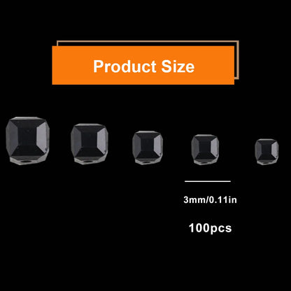 2/3/4/6/7mm Austrian Crystal Black Square Bead Glass Loose Spacer Beads For Jewelry Making Bracelet Earrings DIY Accessories