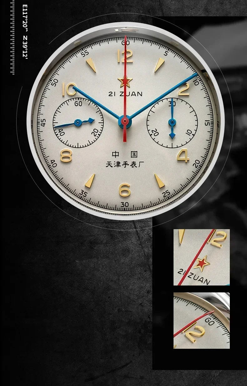 Men's watches 1963 pilot watch 42mm waterproof retro quartz chronograph