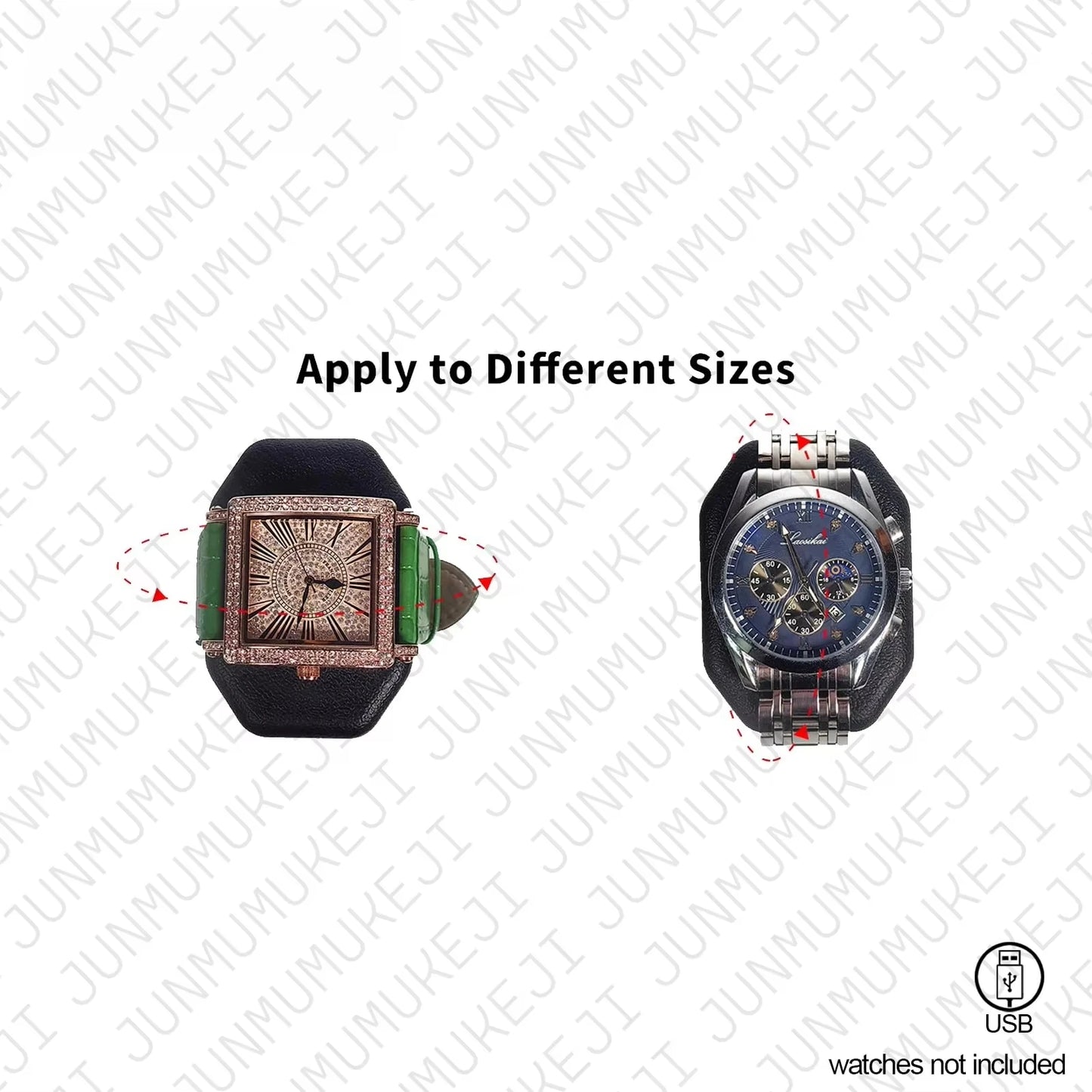 Watch Winder for Automatic Watches Box 3 Watches PU Leather Rotating Storage Display Automatic Winding Universal USB Power 5V1A