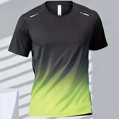 Men's T-shirts Sports T-shirt Quick-drying Gradient Short Sleeve Tees Outdoor Workout Basketball Training Running men clothes