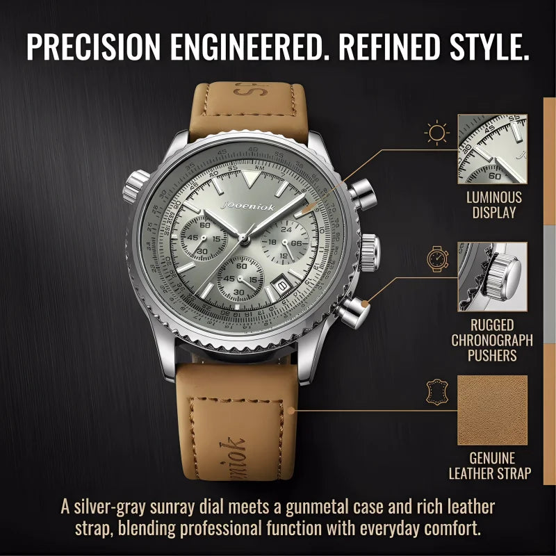 2026 New Top Luxury Man Wristwatch Sport Fashion Leather Quartz Watch For Men Chronograph Date Waterproof Luminous Men's Watches