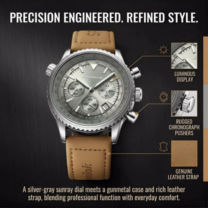 2026 New Top Luxury Man Wristwatch Sport Fashion Leather Quartz Watch For Men Chronograph Date Waterproof Luminous Men's Watches