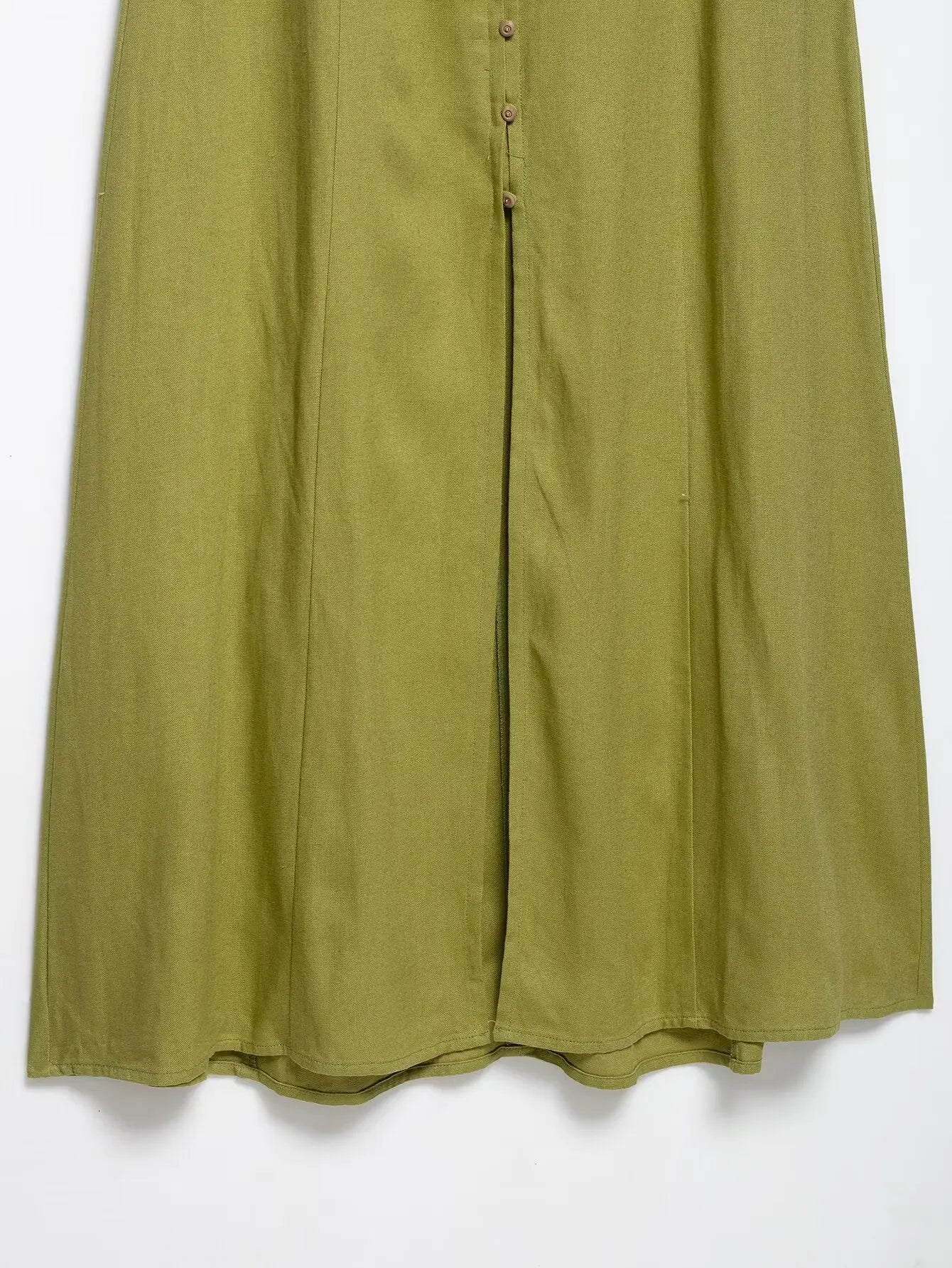 2025 Summer Elegant Dress Women Fashion Solid Square Collar Sleeveless Single Breasted Dress Ladies Vacation Green Spilt Dresses