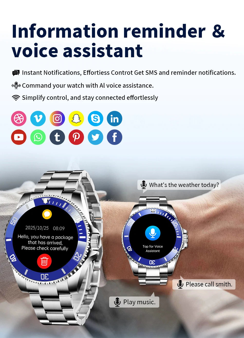 New 2026 Style Luxury Smart Watch Dials Answer Call For Men Waterproof Sport Digital Business Smart Watches For Gift Smart Band