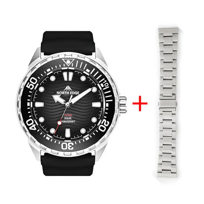 NORTH EDGE 2025 New TRITON Solar Powered Dive Watch Men Luxury Quartz Watches For Men 316L Stainless Steel Case Waterproof 300M