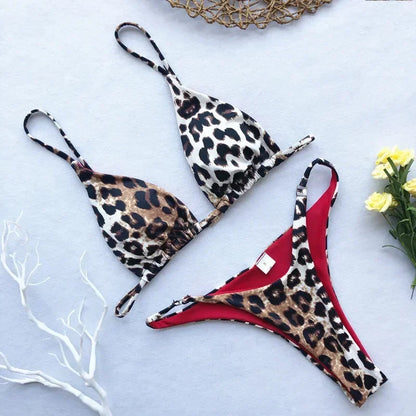 High Cut Micro Bikini Women Leopard Bandage Push Up Swimsuit Sexy Bathing Suit Padded Thong Swimwear Biquini Trajes De Baño 2026
