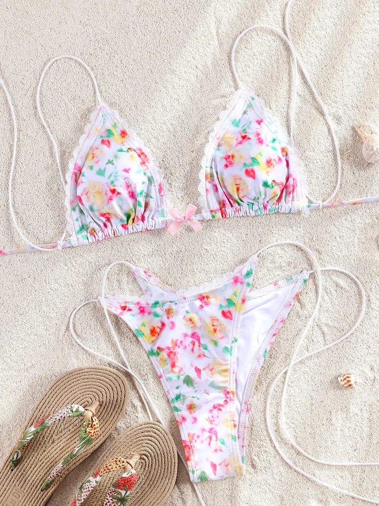 Zrtak Push Up Bikinis Sexy Swimsuit Women Bikini Beachwear Solid Bathing Suit Bandage Swimwear Thongs Bikini Sets Folds