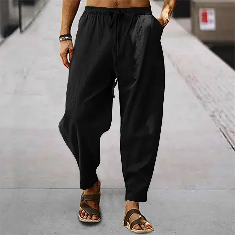 Fashion Mens Linen Wide Pants Korean Trousers Oversize Sports Streetwear Male Spring Yoga Pants Casual Men Clothing Sweatpants
