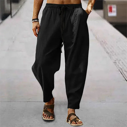 Fashion Mens Linen Wide Pants Korean Trousers Oversize Sports Streetwear Male Spring Yoga Pants Casual Men Clothing Sweatpants