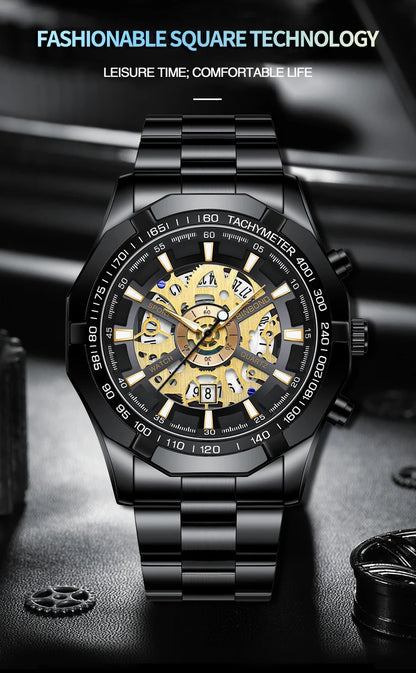 BINBOND S033 Luxury Hollow Non-Mechanical Business Quartz Men Watches 30M Waterproof Trendy Hollow Design Classics Men Watches