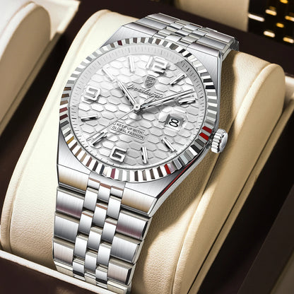POEDAGAR Fashion Exquisite Men Wristwatches Waterproof Luminous Date Luxury Man Watch Stainless Steel Quartz Men's Watches Reloj