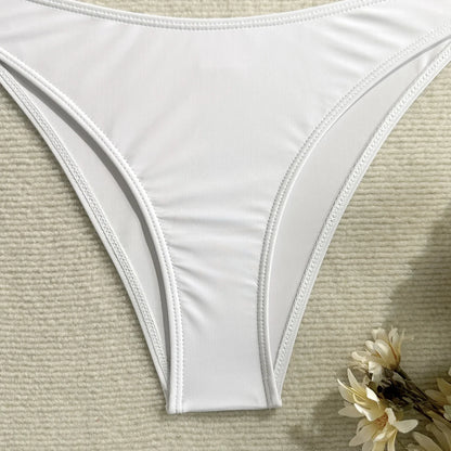 Vintage White Swimsuit Women Metal Oyster Buckle Push Up Mesh Long Skirt 3 Piece Bikini Set 2025 Holiday Bathing Suit Swimwear