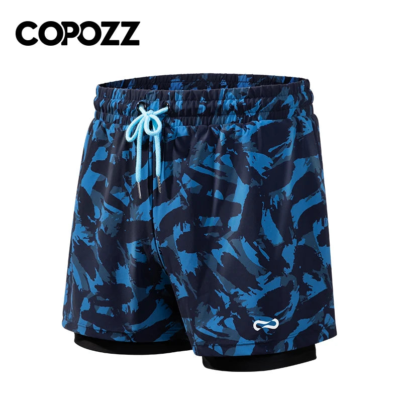 COPOZZ Summer Men's Beach Swimming Trunks Drawstring Elastic Waist Swimsuit Shorts Plus Size Quick Drying Swimwear Shorts Board