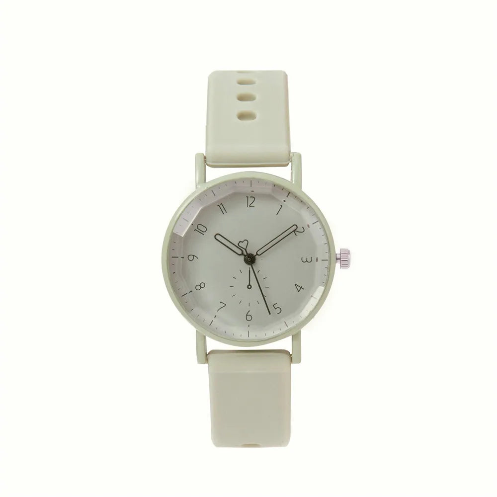 Fashion Women's Pink Minimalist Watch Silicone Strap Quartz Wristwatch Elegant Ladies Watches