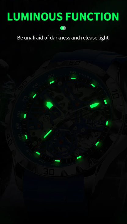 LIGE Top Luxury Automatic Watch For Men Mechanical Watches Men Sports Waterproof Stainless Steel Men Watch Reloj Hombre