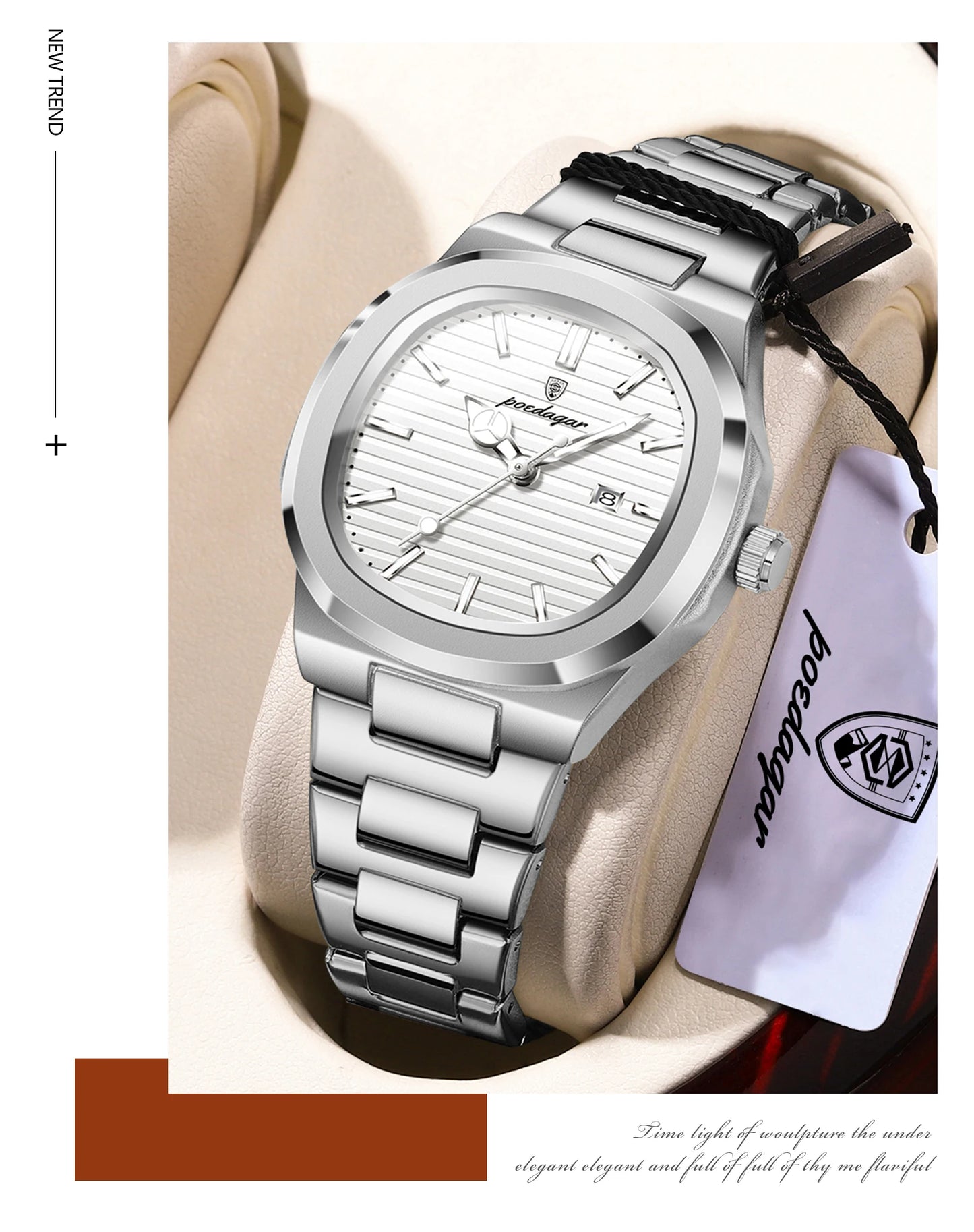 POEDAGAR Elegant Women's Watch Waterproof Luminous Date Fashion Ladies Wristwatch Stainless Steel Quartz Watches For Woman Reloj