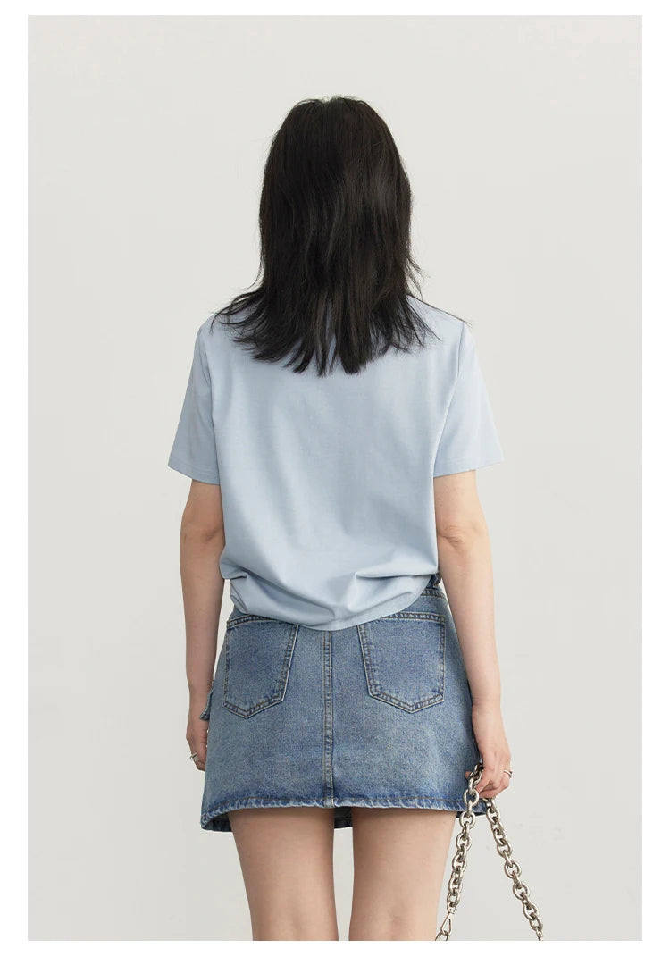 CHIC VEN Women's Tees Basic O Neck Short Sleeve Pullover T-shirt for Woman Solid Female Top Casual Ladies Tshirt Summer 2024