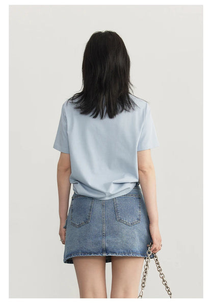 CHIC VEN Women's Tees Basic O Neck Short Sleeve Pullover T-shirt for Woman Solid Female Top Casual Ladies Tshirt Summer 2024