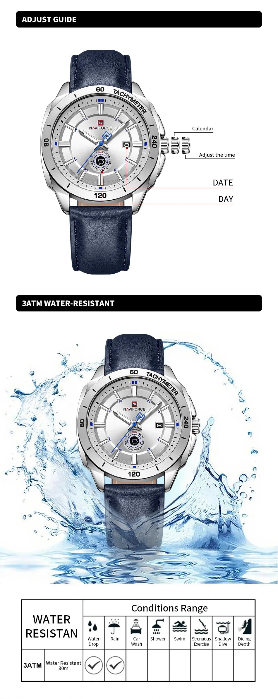 NAVIFORCE 2026 New Men's Watches Leather Quartz Watch Man Casual Sports Day Date Office Normal Male Gift Wristwatch Reloj Hombre