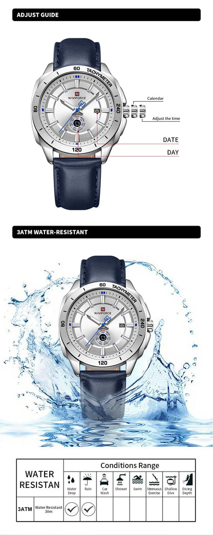 NAVIFORCE 2026 New Men's Watches Leather Quartz Watch Man Casual Sports Day Date Office Normal Male Gift Wristwatch Reloj Hombre