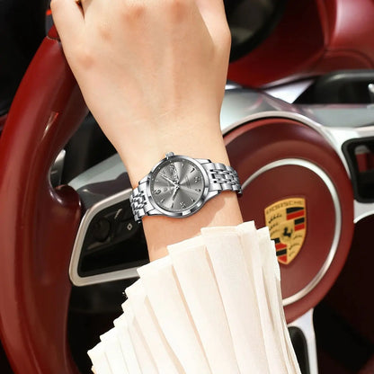 POEDAGAR Elegant Woman Watch Waterproof Luminous Date Week Ladies Wristwatch Stainless Steel Quartz Fashion Women's Watches Gift