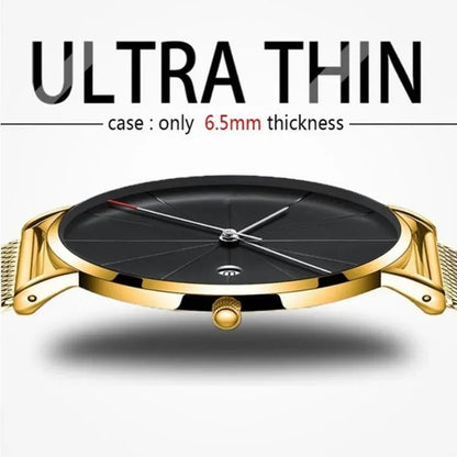 Man Watch 2025 Luxury Gold Men Watches Ultra Thin Mens Watches Stainless Steel Mesh Belt Quartz Wristwatches Horloge Mannen