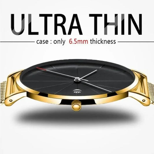 Man Watch 2025 Luxury Gold Men Watches Ultra Thin Mens Watches Stainless Steel Mesh Belt Quartz Wristwatches Horloge Mannen