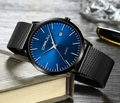 Watch for Men, Stainless Steel 40mm with Mesh Strap Mens Watches,Classic Ultra Slim 7mm Men's Wrist Watches Automatic Minimalist