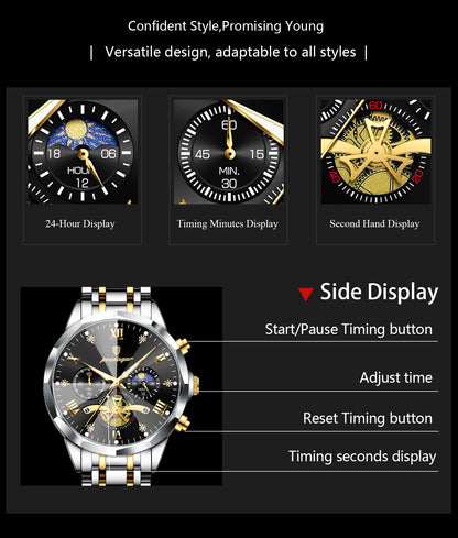 POEDAGAR Luxury Men Clock Waterproof Luminous Chronograph Sport Man Wristwatch Stainless Steel Fahion Quartz Men's Watches Reloj