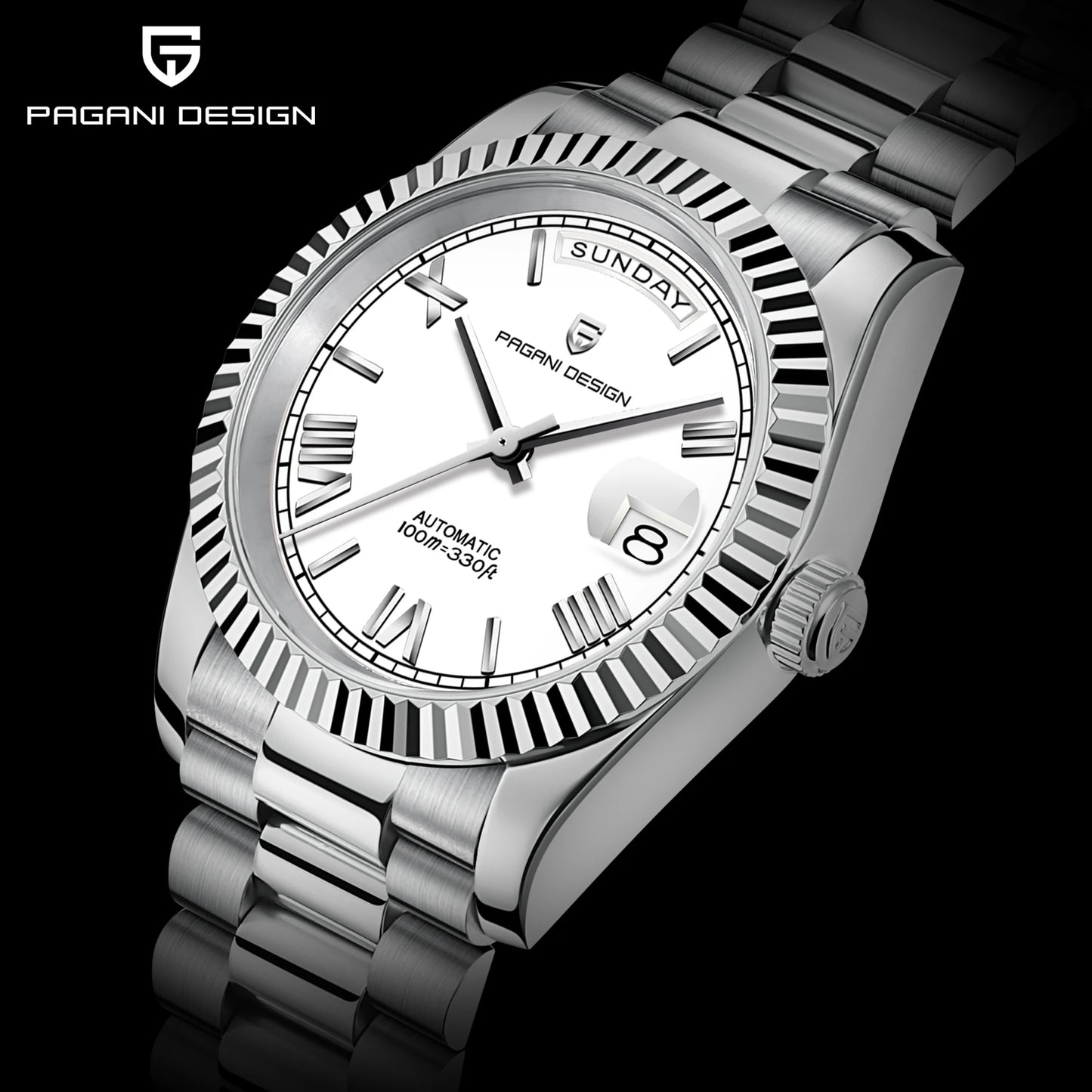 PAGANI DESIGN Watches Pure White Dial Mechanical Watch For Men 2025 New Luxury Sapphire Crystal Automatic Stainless Steel Clock