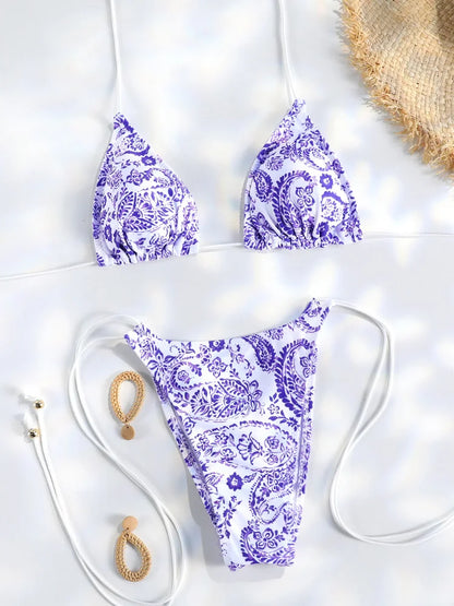 Miyouj 2025 Bikini String Swimsuit Sexy Female Bathsuit Women Swimwear High Cut Bathwear Bandage Biquini Leopard Two Pieces Suit