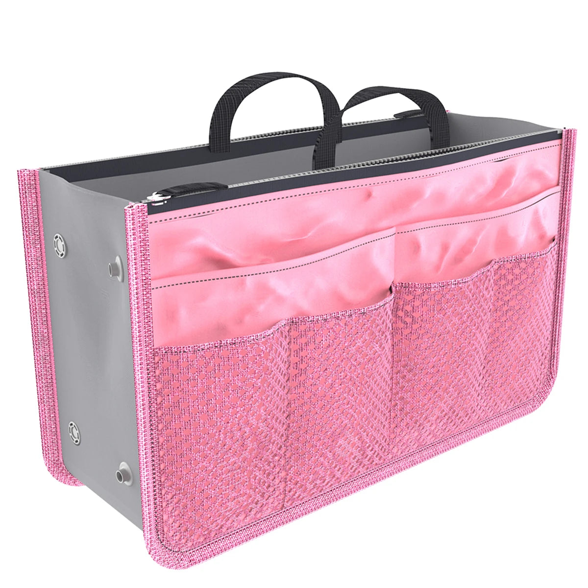 Women Cosmetic Organizer Bag Nylon Travel Insert Organizer Handbag Foldable Large Capacity Insert Bag Liner Makeup Tote