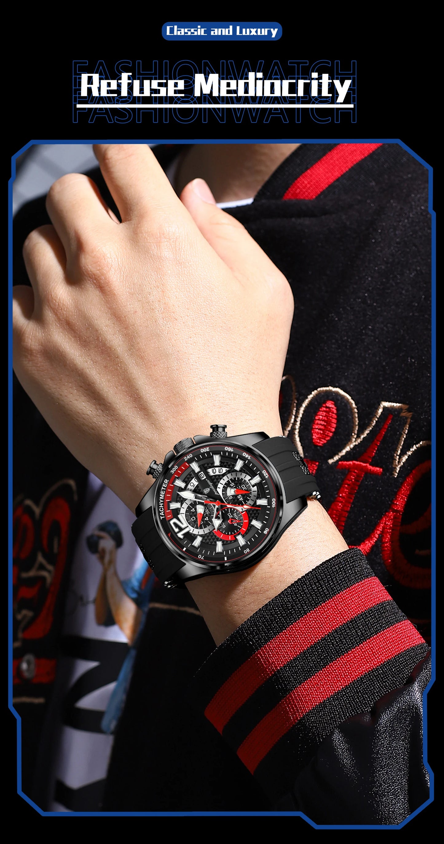 POEDAGAR Original Fashion Men Watch Date Chronograph Silicone Sports Man Clock Luminous Waterproof Military Quartz Men's Watches