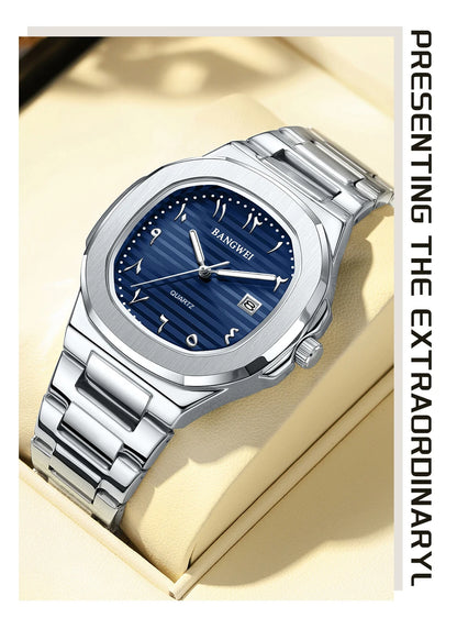 LIGE New Fashion Date Couple Watches 30M Waterproof Luminous Valentine's Day Gift Stainless Steel Watch Men Women Quartz Watch